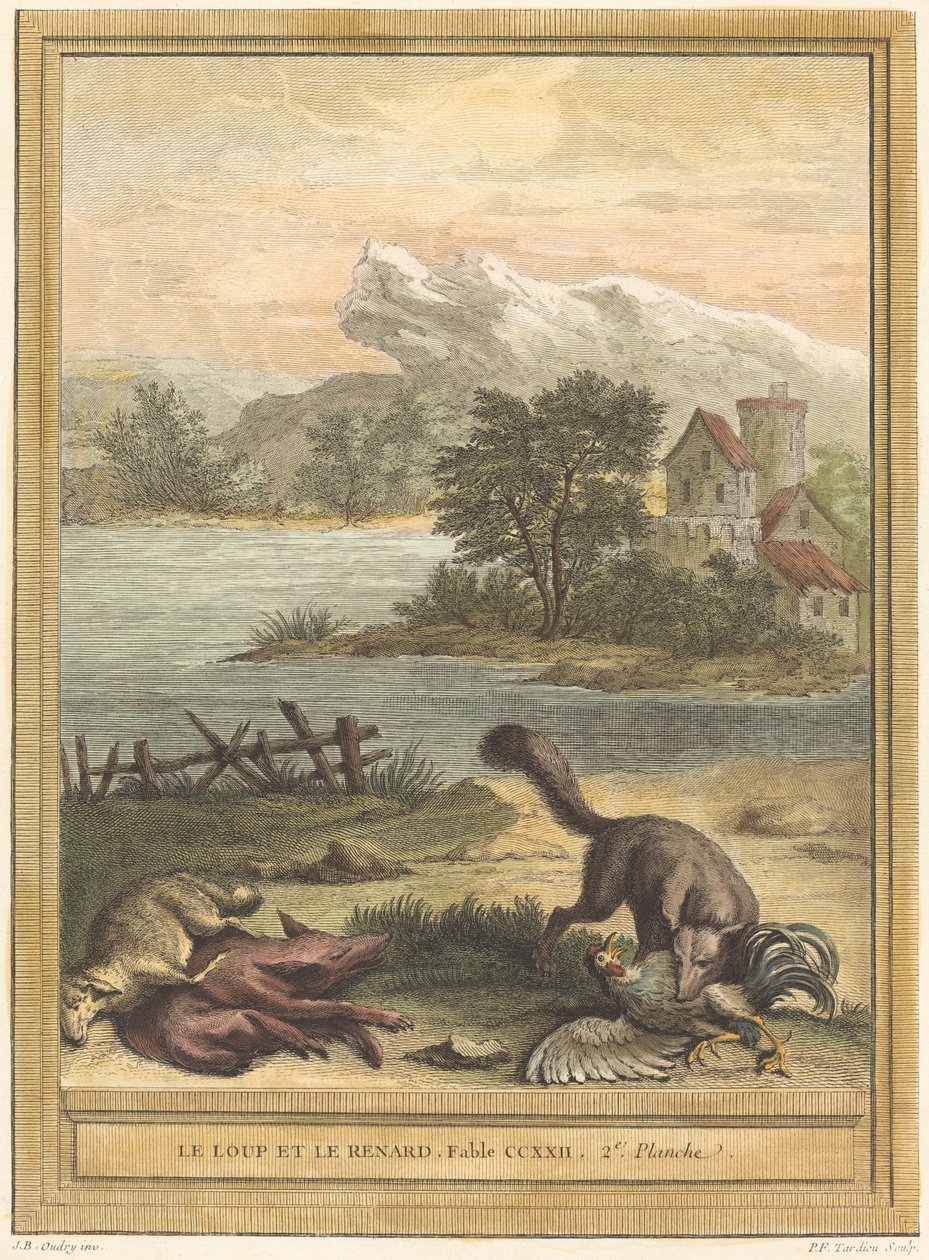 Le loup et le renard (Kurt ve Tilki) by Pierre François Tardieu after Jean Baptiste Oudry