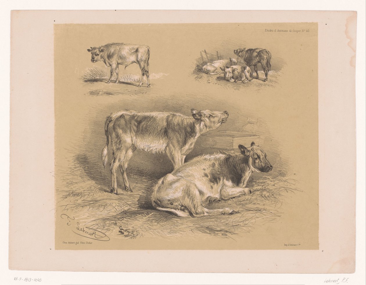 Üç sığır çalışması Cooper'ın hayvan çalışmaları (seri başlığı) Études d'Animaux de Cooper (nesne üzerine seri başlığı) by Pierre Frédéric Lehnert