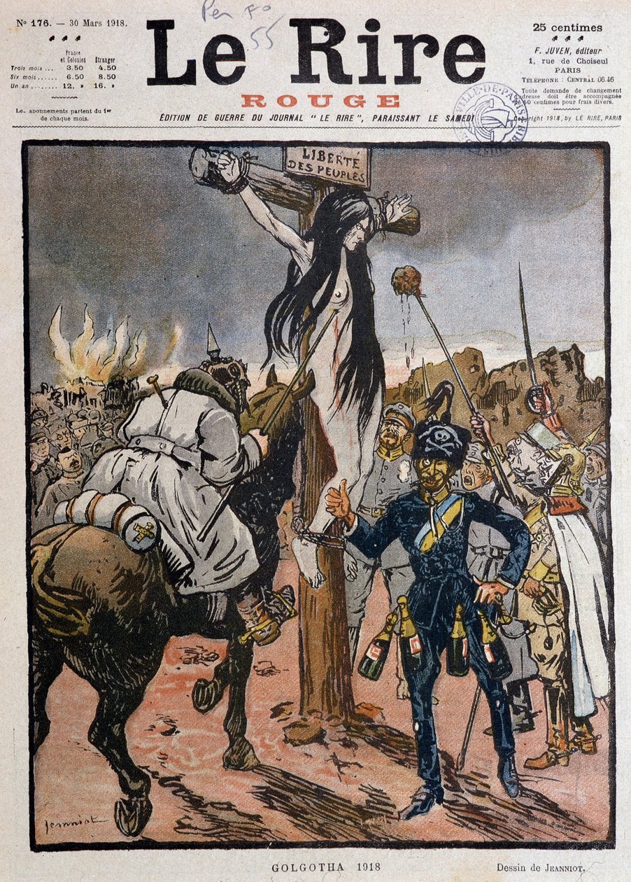 Çarmıha gerilmiş halkların özgürlüğü (“” Golgotha ​​​​1918 “”) - Jeanniot tarafından, 30/03/1918 tarihli “” Le Lire Rouge””” (gravür) by Pierre Georges Jeanniot