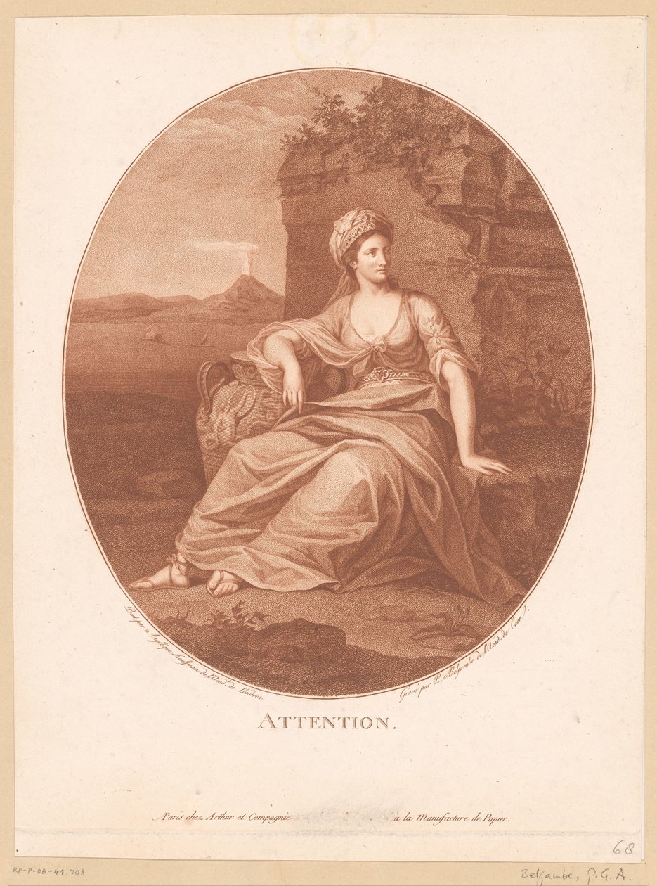 Volkanik manzaradaki antik kadın figürü Dikkat. (nesne üzerindeki başlık) by Pierre Guillaume Alexandre Beljambe