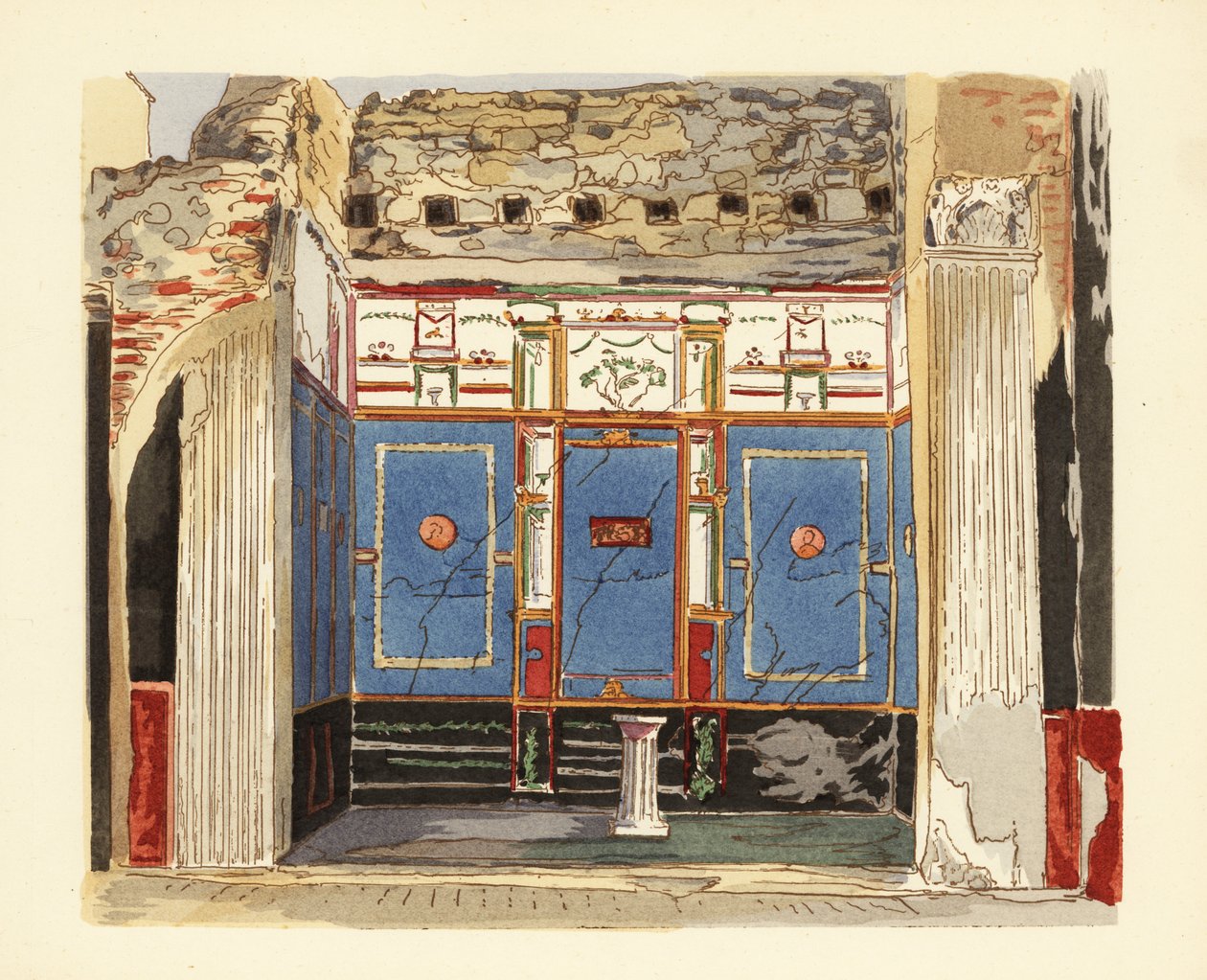 Küçük Çeşme Evi Tablinum, Casa della Fontana Piccola, Pompeii by Pierre Gusman
