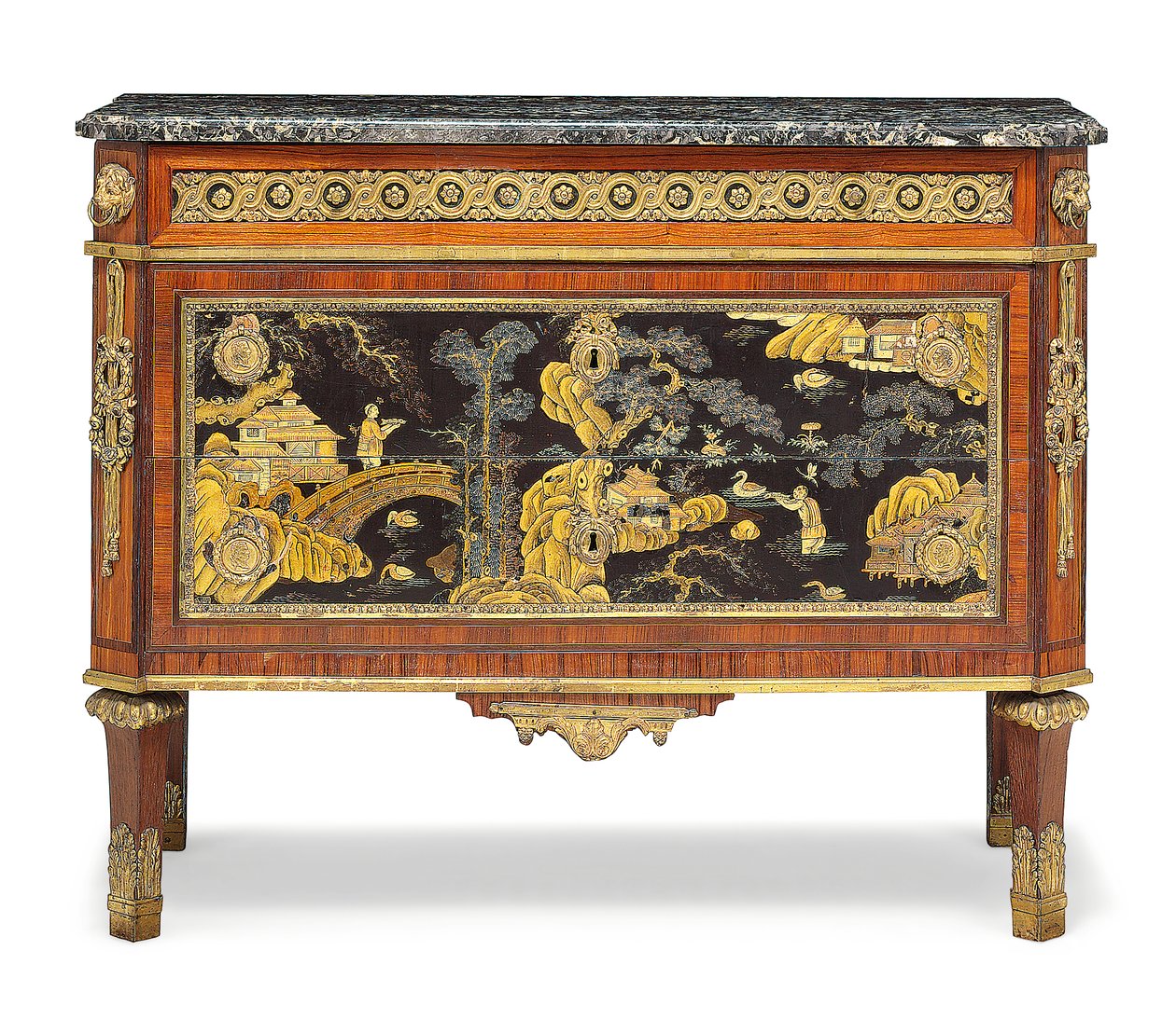 Louis XVI komodin (mermer, ormolu üzerine monte edilmiş meyve ağacı ve cila) (ayrıca bkz. 3479845) by Pierre Harry Mewesen