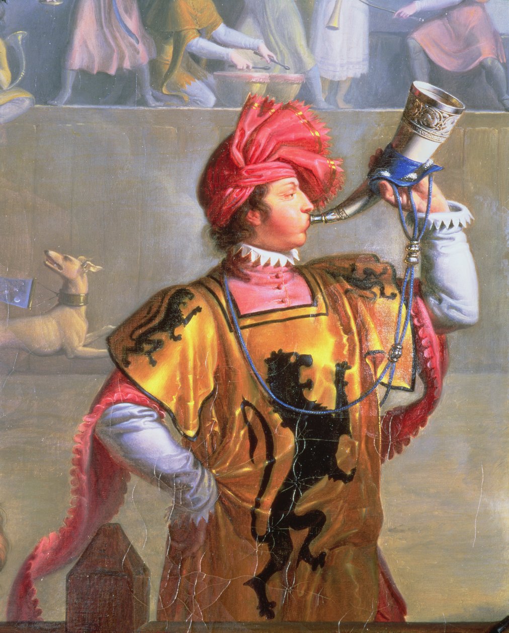 Ondördüncü Yüzyılda Bir Turnuva Sahnesi, haberci detayı, tuval üzerine yağlı boya 89702 1812 detayı by Pierre Henri Revoil