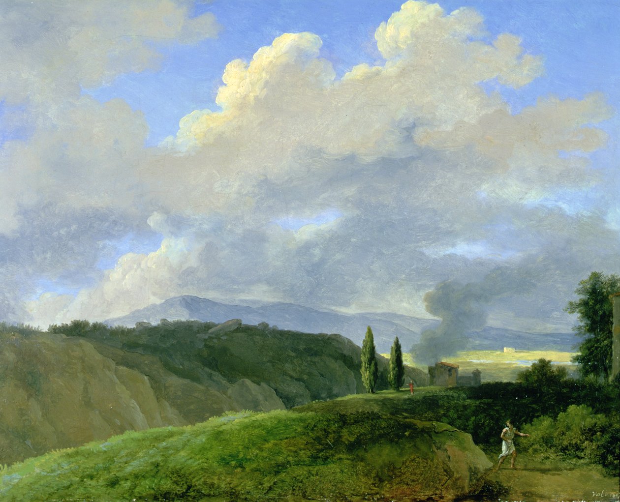 Rakamlarla dağlık manzara (tuval üzerine yağlı boya) by Pierre Henri de Valenciennes