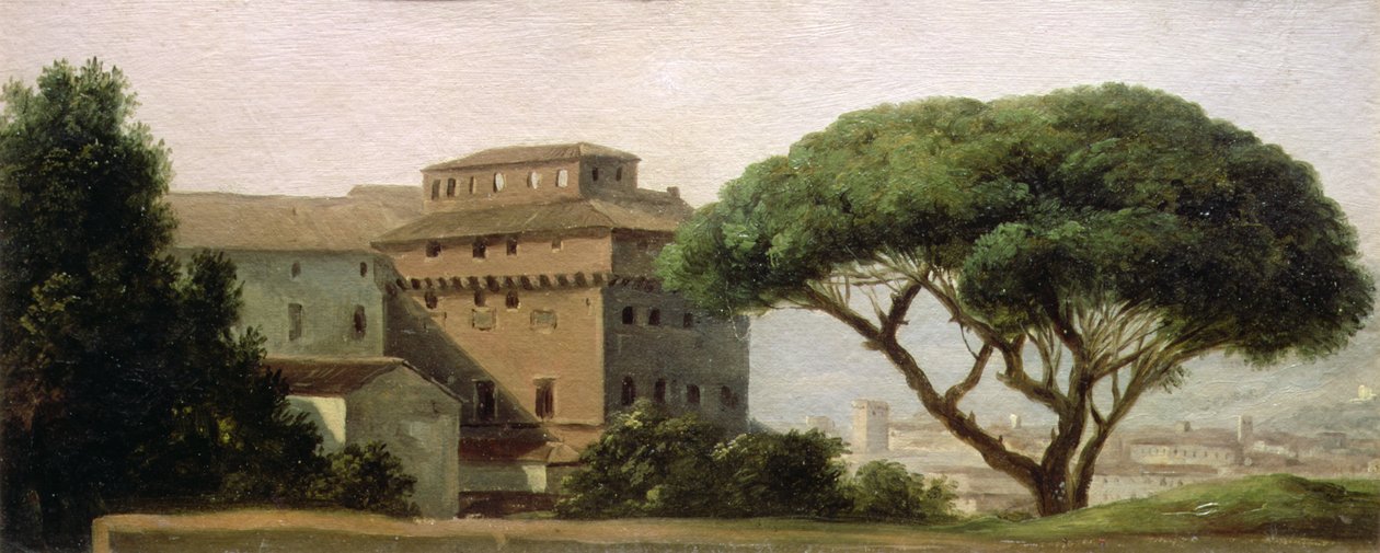 Ara Coeli manastırının görünümü: Şemsiye çamı (kağıt üzerine yağlı boya) by Pierre Henri de Valenciennes