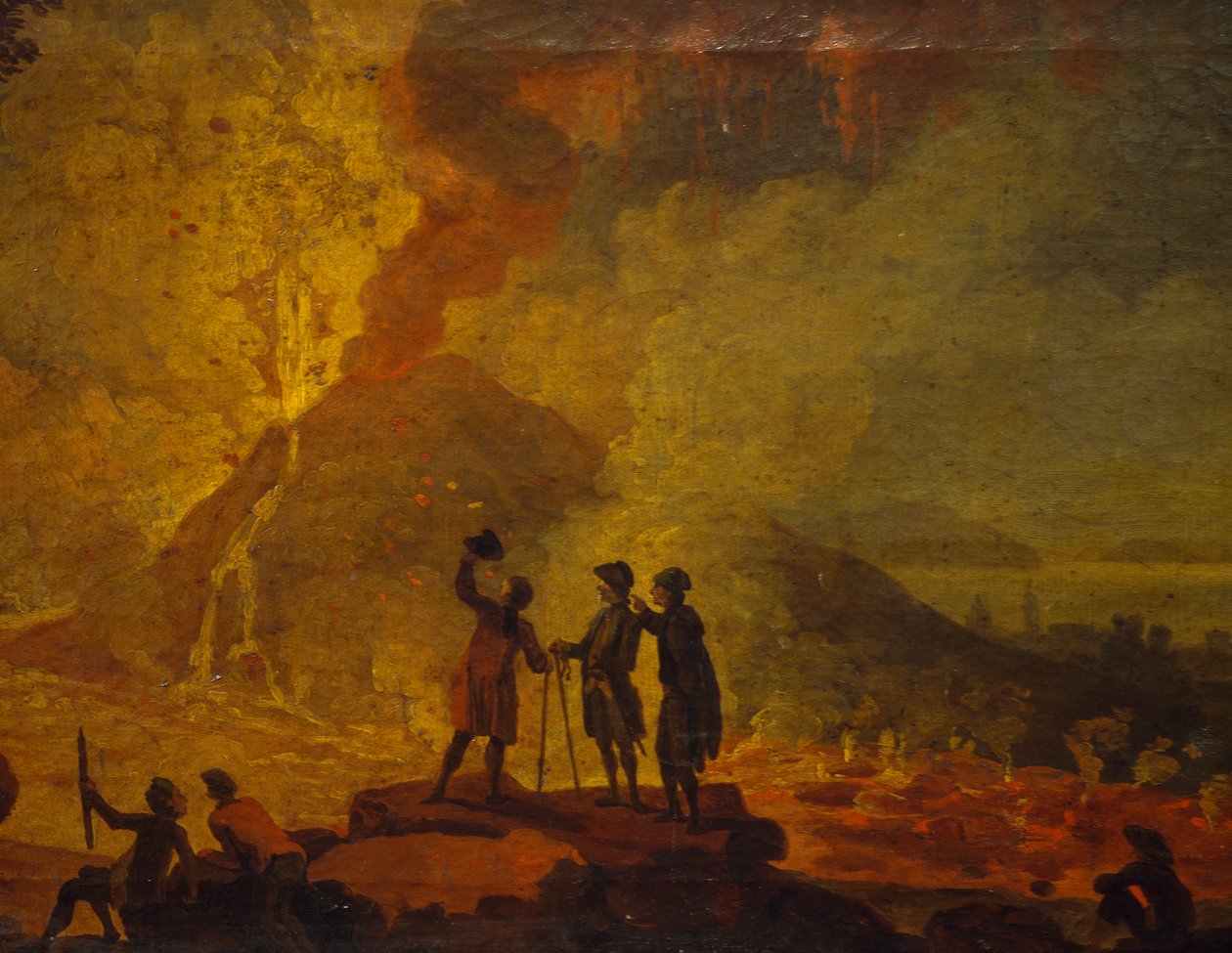 Vezüv'ün Patlaması, Pierre-Jacques Volaire (1729-1792), tuval üzerine yağlı boya, 52x79 cm. Detay. by Pierre Jacques Volaire