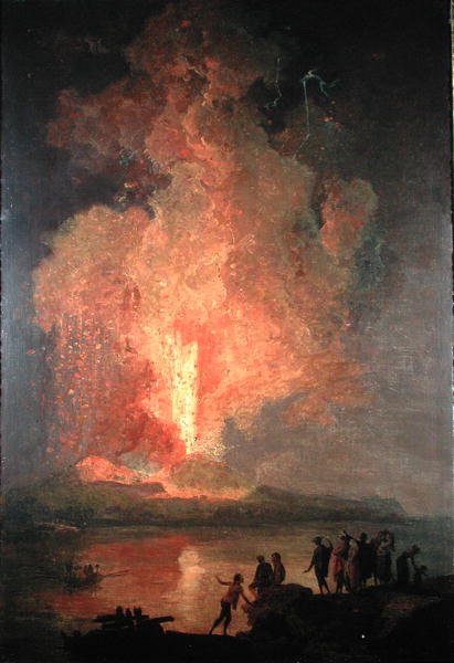 Vezüv Yanıyor Dağı (tuval üzerine yağlı boya) by Pierre Jacques Volaire