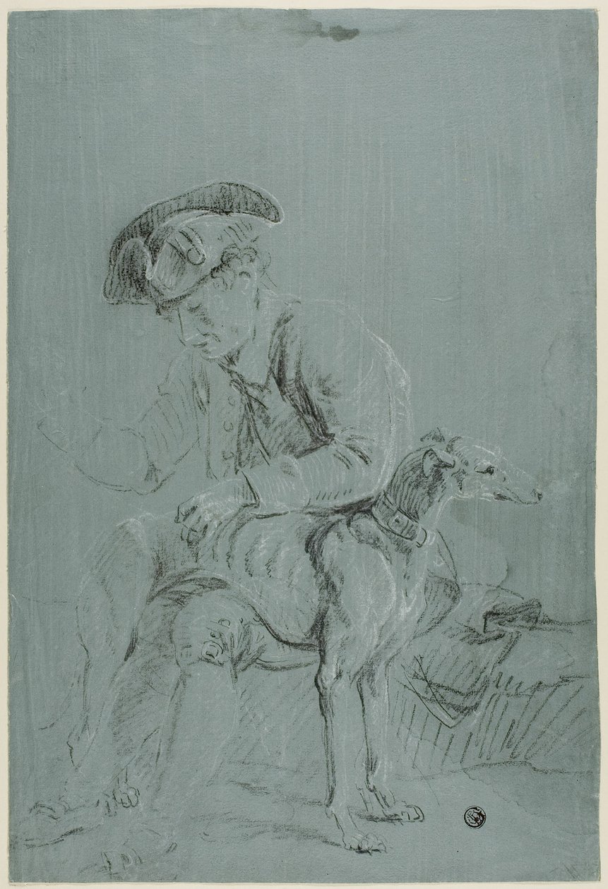 Köpekli Oturan Adam by Pierre Jacques Volaire