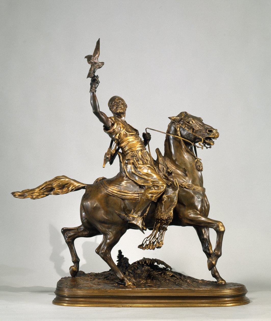 Atlı Arap Falconer, 1880 dolayları (bronz) by Pierre Jules Mene