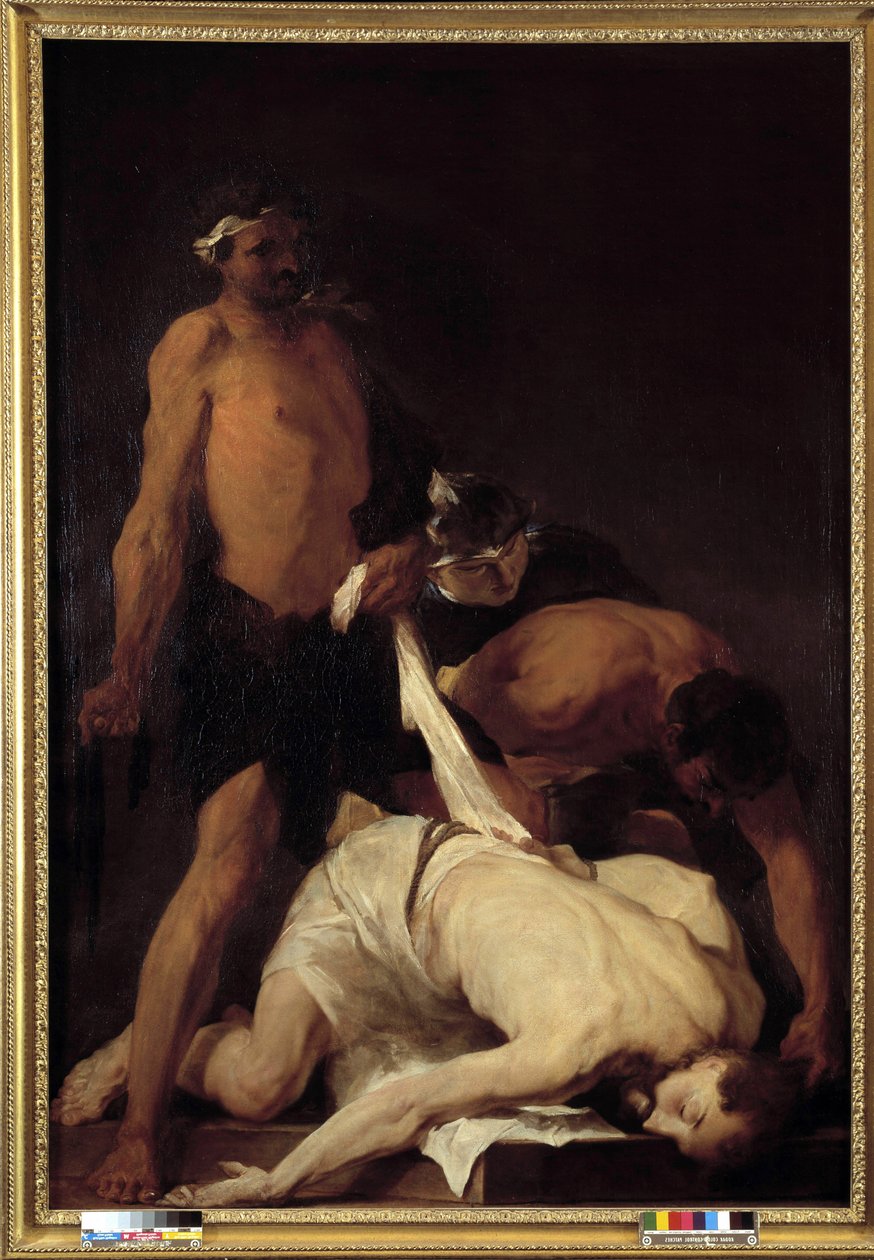 İsa kırbaçlandıktan sonra bayıldı (tuval üzerine yağlı boya) by Pierre Louis Cretey or Cretet