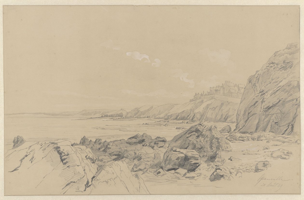 Kustlandschap te Granville by Pierre Louis Dubourcq