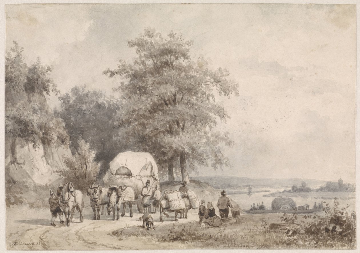 Hasatçı ile manzara by Pierre Louis Dubourcq