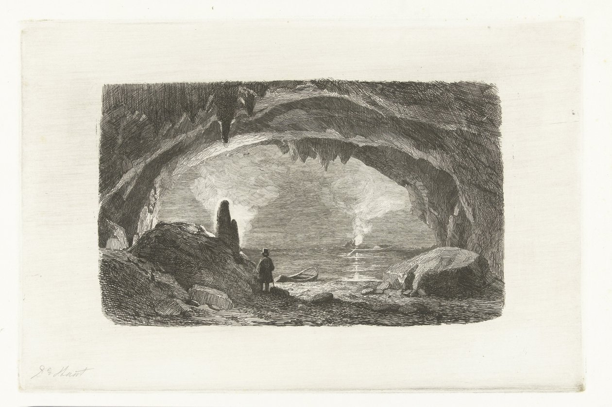 Han mağaralarında kayıklı adam by Pierre Louis Dubourcq