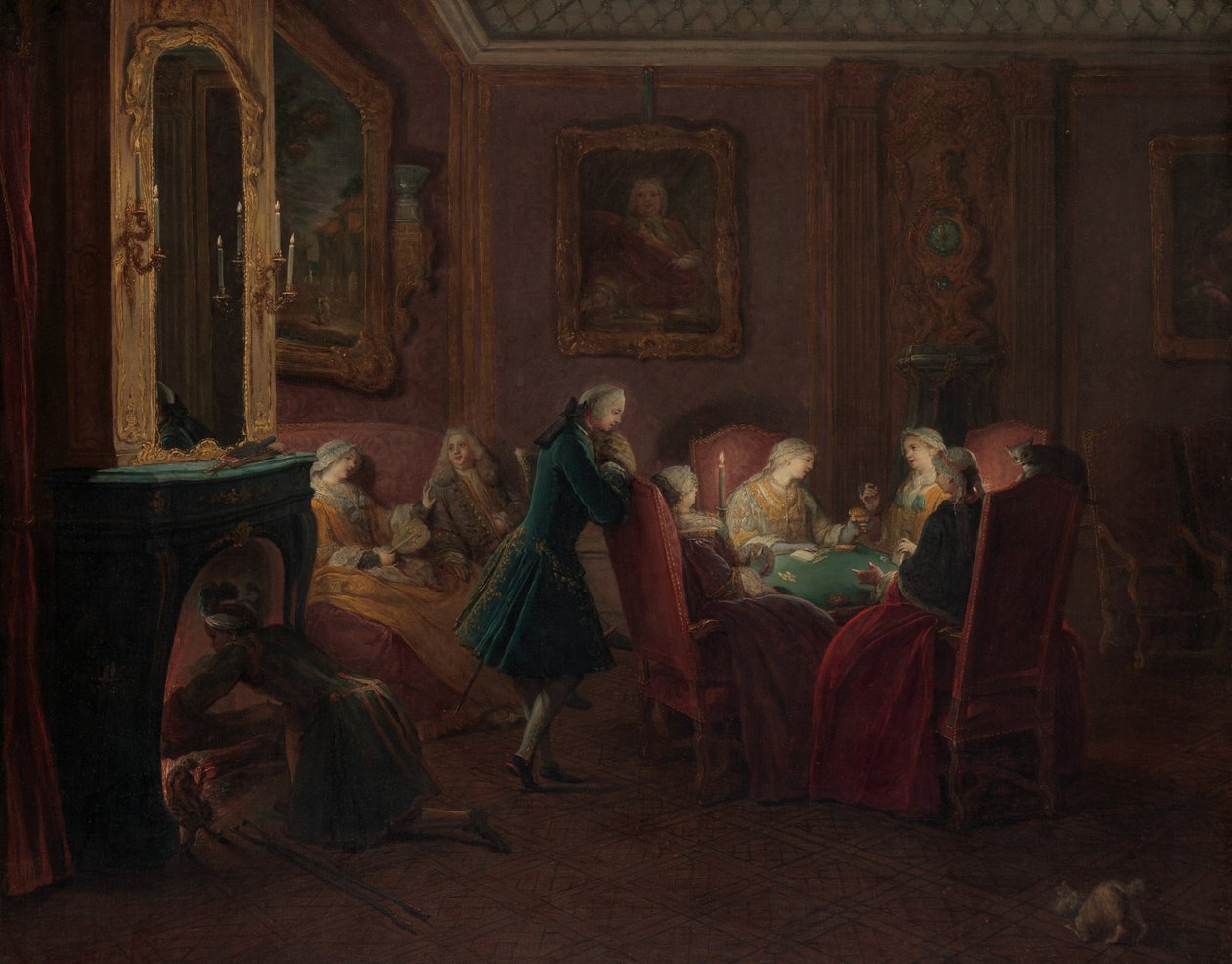 Bir Çizim Odasında Kart Oyuncular. by Pierre Louis Dumesnil