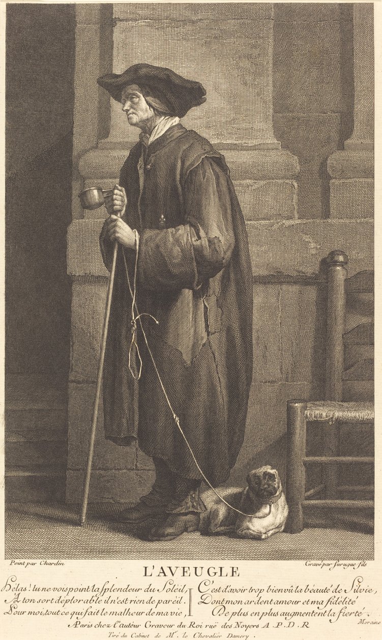 Kör Dilenci by Pierre Louis de Surugue after Jean Siméon Chardin