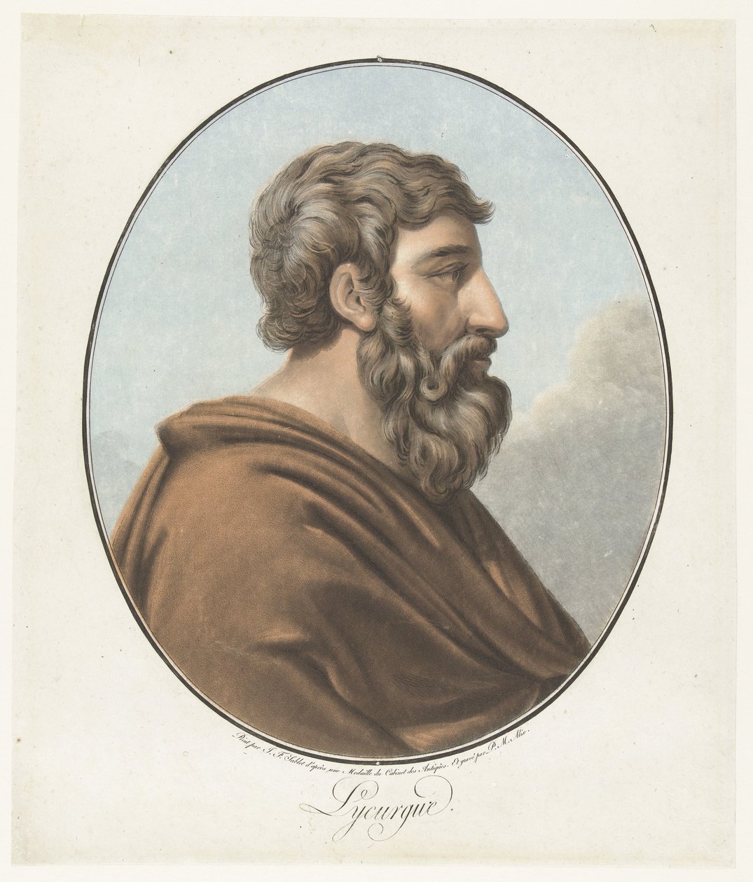 Lycurgus Lycurgue portresi (nesne üzerindeki başlık) Collection des Grands Hommes (seri başlığı) by Pierre Michel Alix