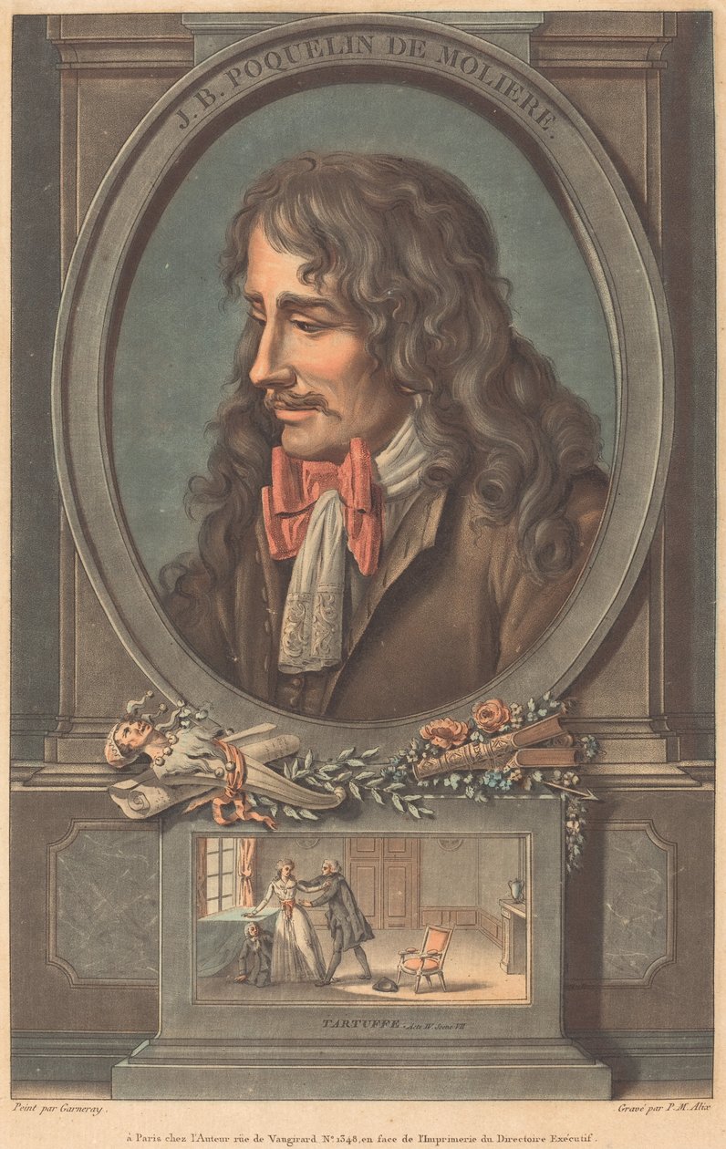 J.B. Poquelin, Moliere by Pierre Michel Alix after Jean François Garnerey