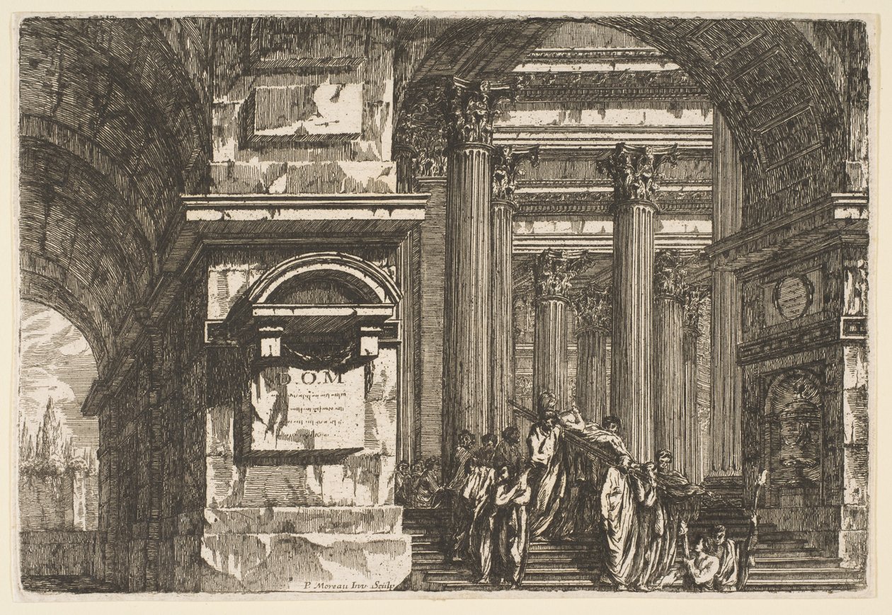 Bir Tapınakta Cenaze Sahnesi, yaklaşık. 1760. by Pierre Moreau