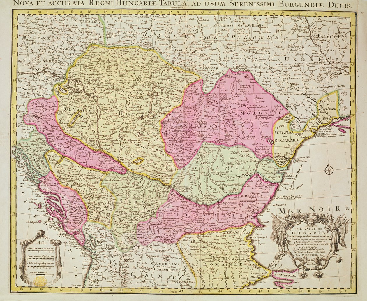 Macaristan Krallığı Haritası, 1742 (el renkli gravür) by Pierre Mortier