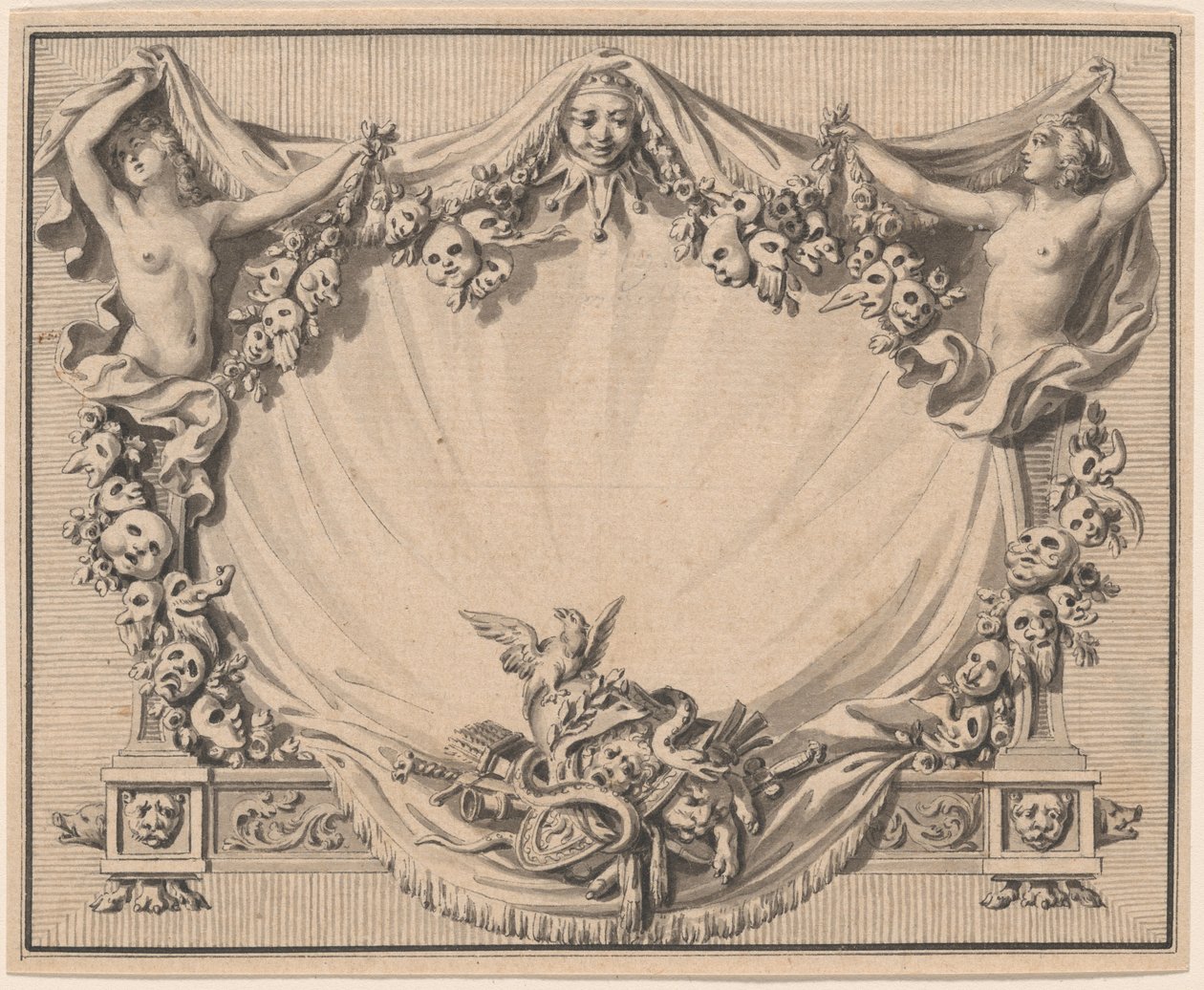 Tiyatro Maskeli Bir Kartuş by Pierre Philippe Choffard