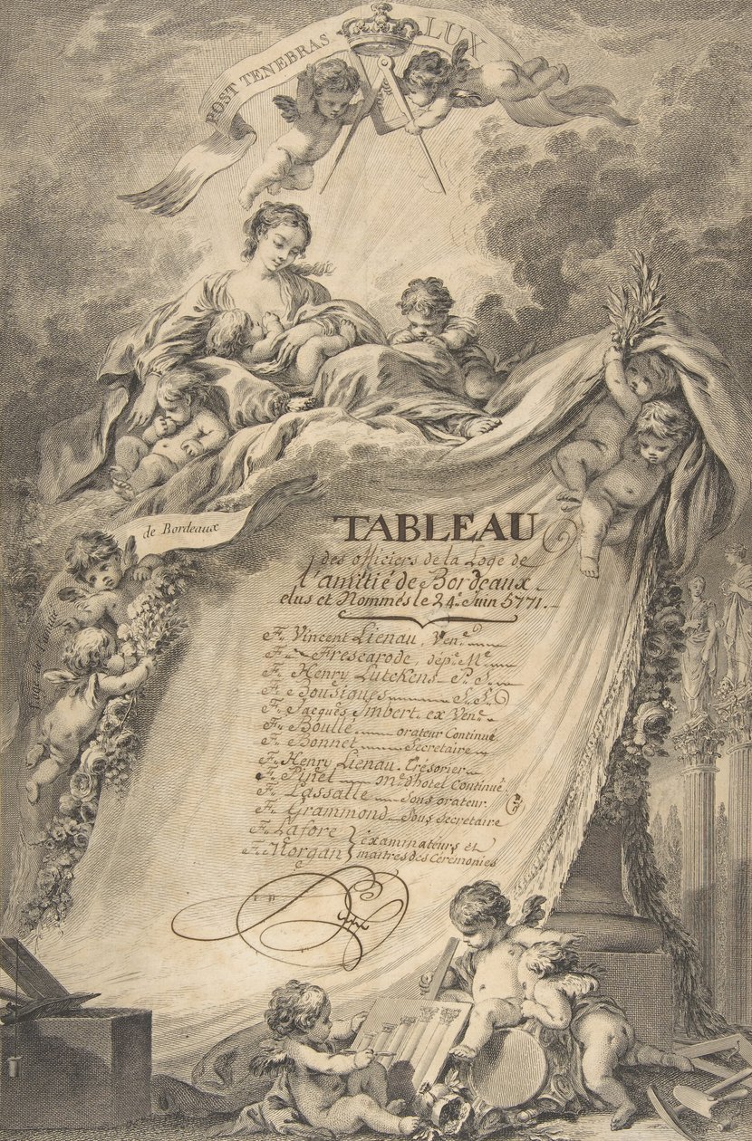 Bordeaux Masonları için Diploma, François Boucher