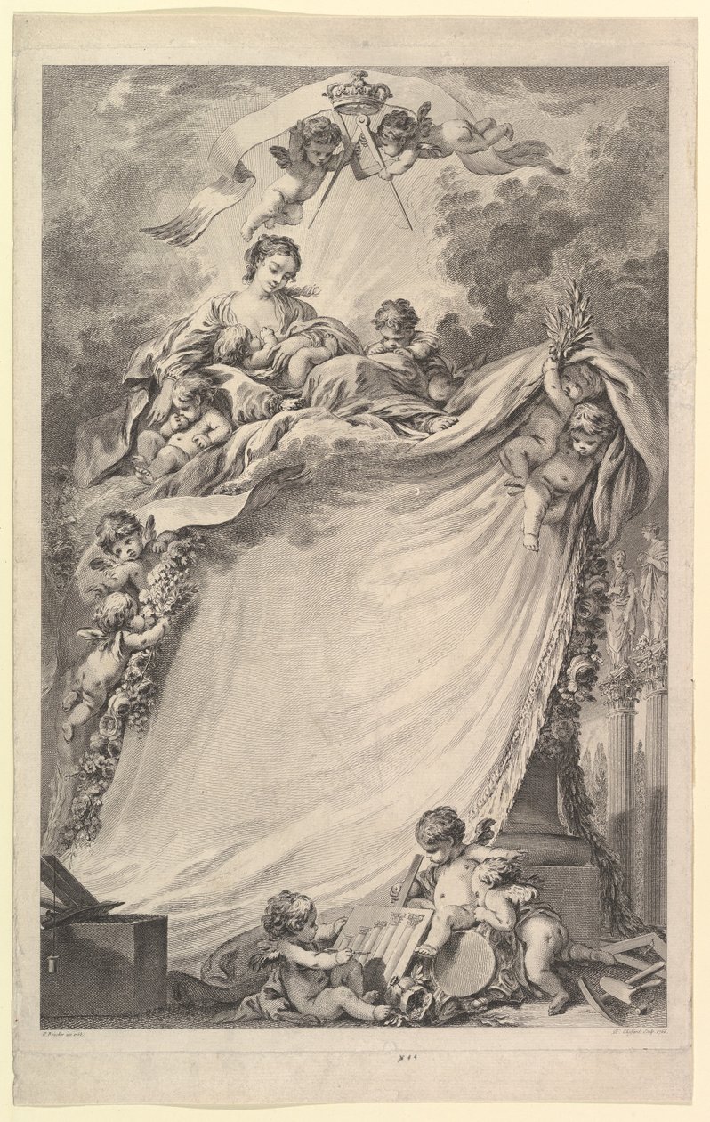 Bordeaux Hür Masonlar Diploması, 1765-66. by Pierre Philippe Choffard