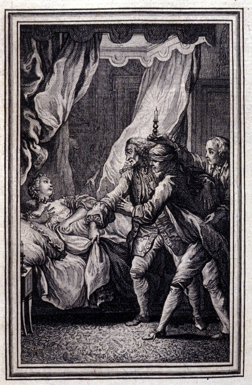 La Mandragore - Jean La Fontaine'in “” Masallar ve ayette kısa öyküler ””de. 1776. PP Choffard'ın çizimi. by Pierre Philippe Choffard