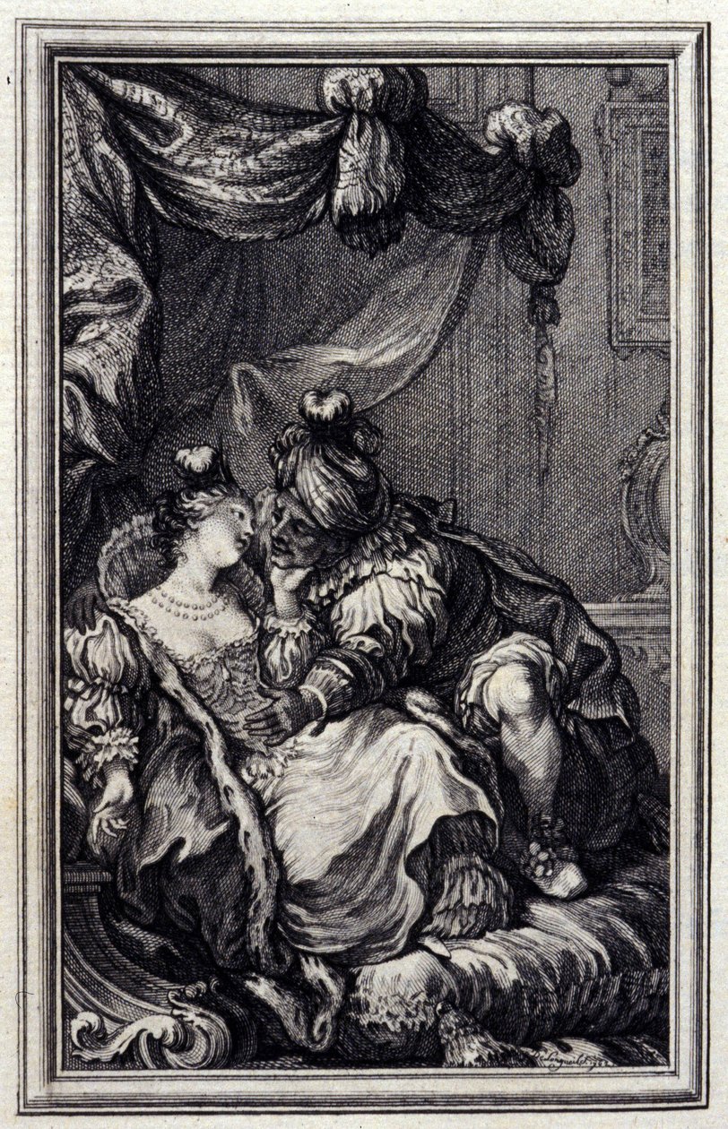 Mona Lisa - Jean La Fontaine'in “” Şiirde Masallar ve kısa öyküler ””de. 1776. PP Choffard'ın çizimi. by Pierre Philippe Choffard