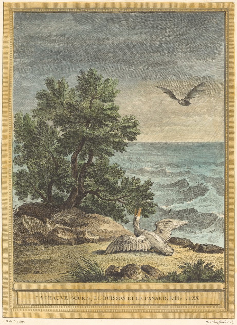 Yarasa, Çalı ve Ördek by Pierre Philippe Choffard after Jean Baptiste Oudry