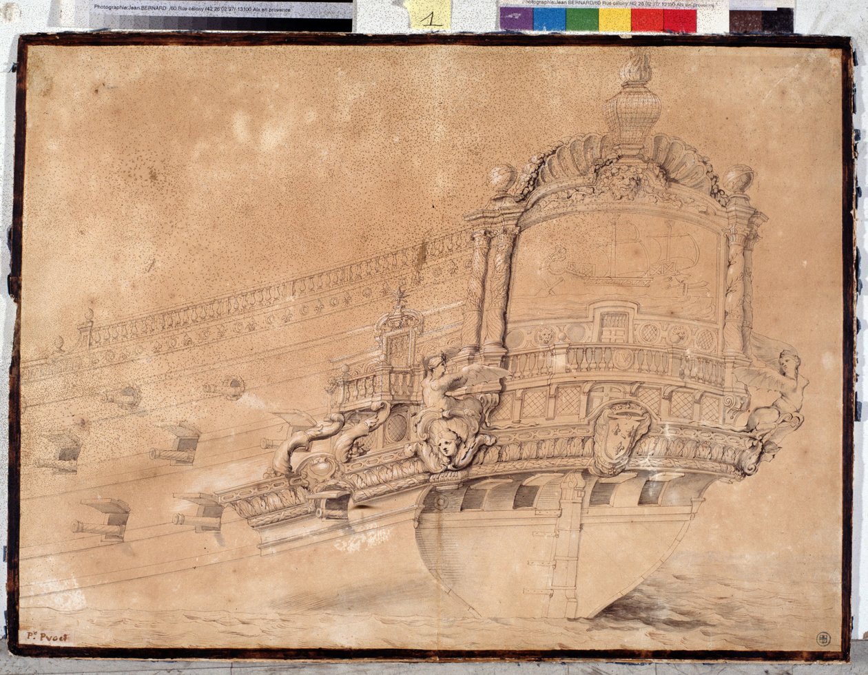 "Paris" gemisinin arkası. (resim çizme) by Pierre Puget