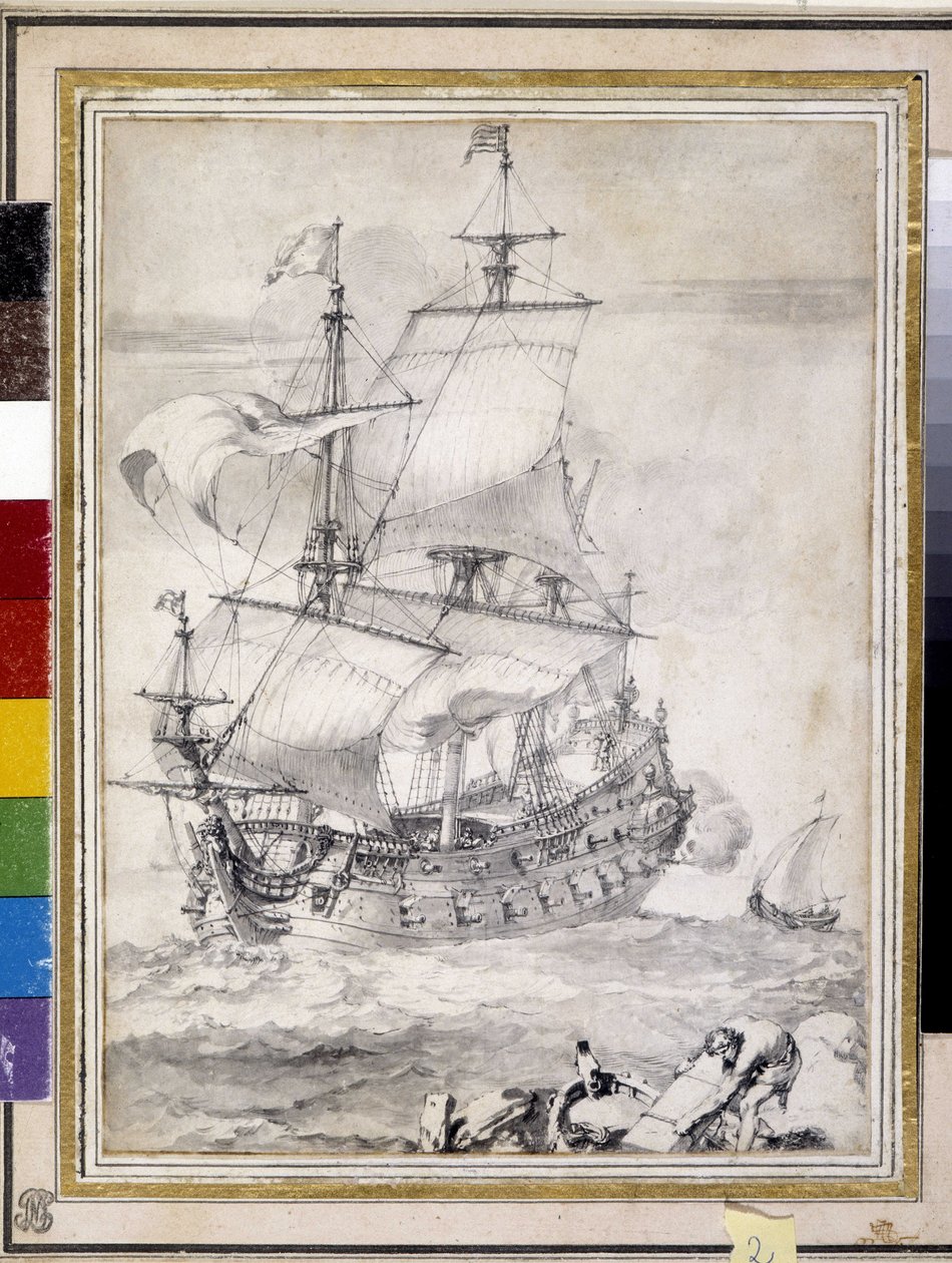 Denizde gemi (çizim) by Pierre Puget