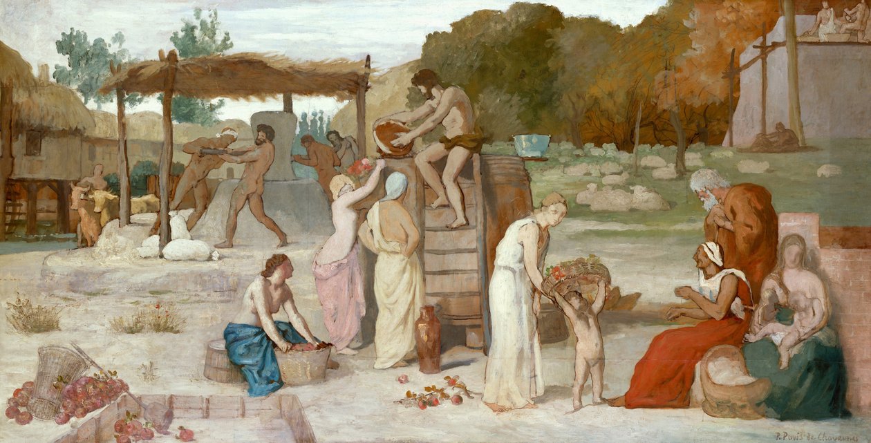 Elma şarabı, c.1864 (kağıt üzerine yağlı boya, tuval üzerine serilmiş) by Pierre Puvis de Chavannes