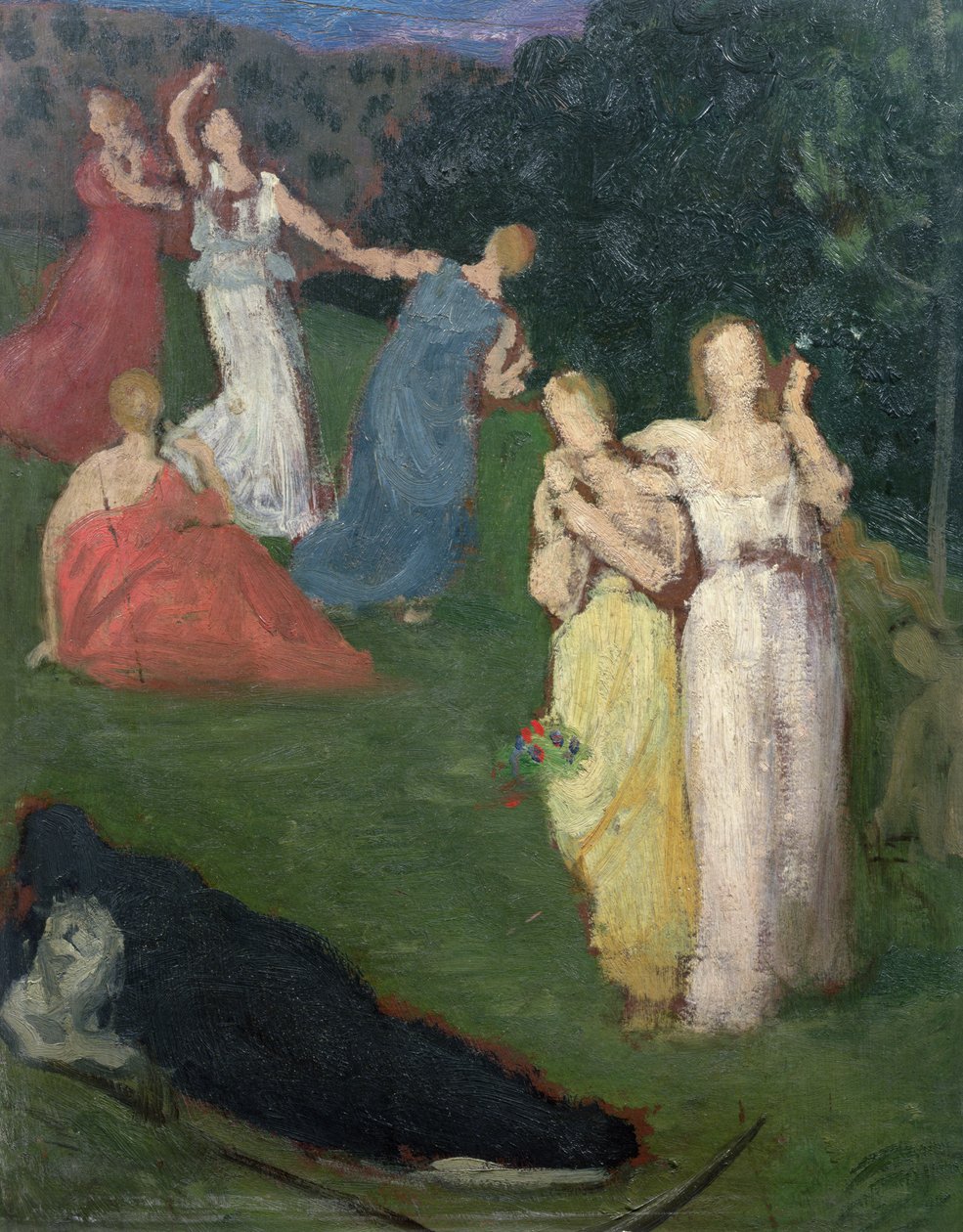 Ölüm ve Bakireler (değirmen tahtasında yağ) by Pierre Puvis de Chavannes