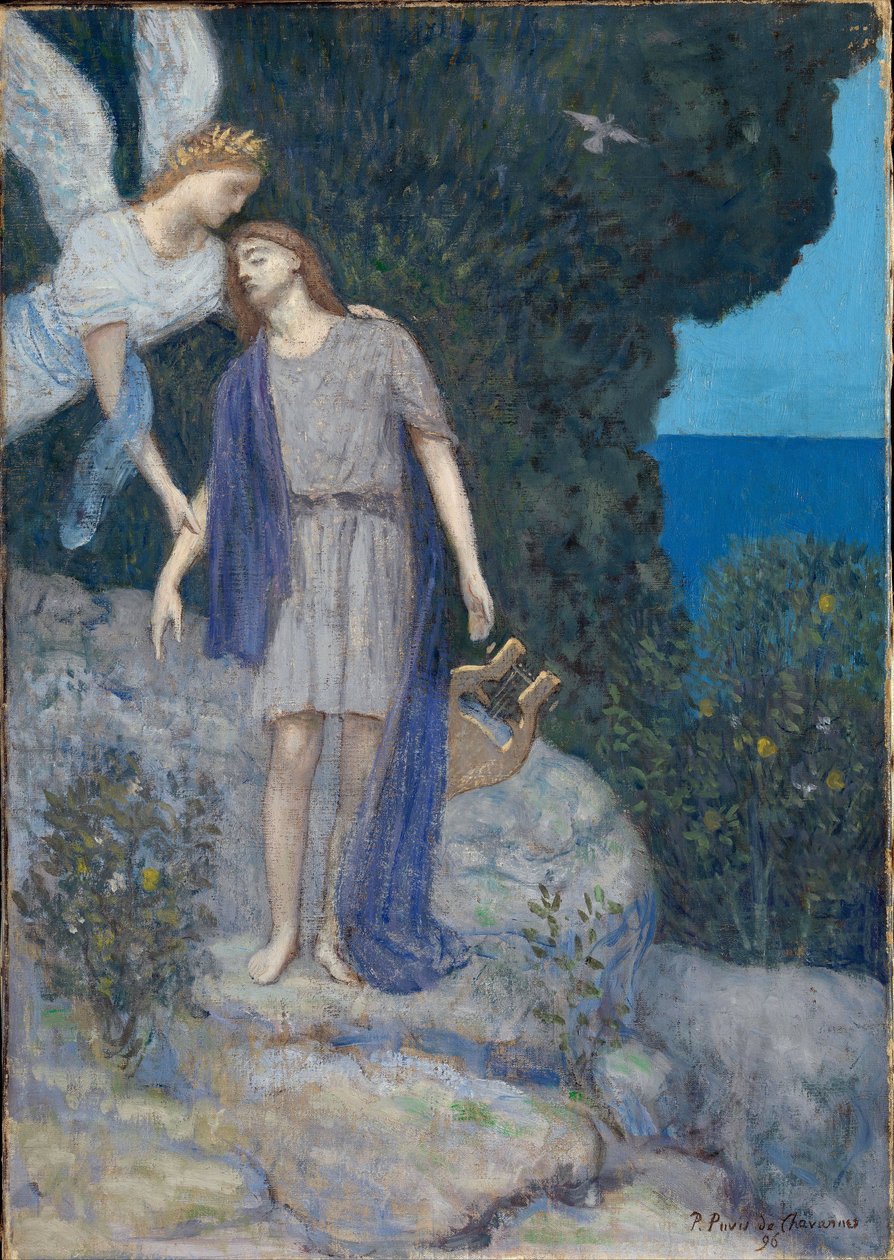 ""Şair ve ilham perisi"" Tablosu Pierre Puvis de Chavannes (1824-1898) 1896 Ulusal Sanat Müzesi, Oslo Norveç by Pierre Puvis de Chavannes