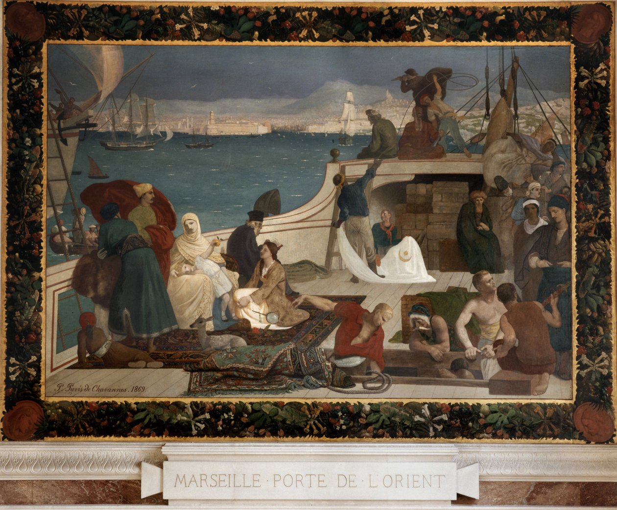 Marsilya - doğuya açılan kapı (tuval üzerine yağlı boya, duvarda marouflee) by Pierre Puvis de Chavannes