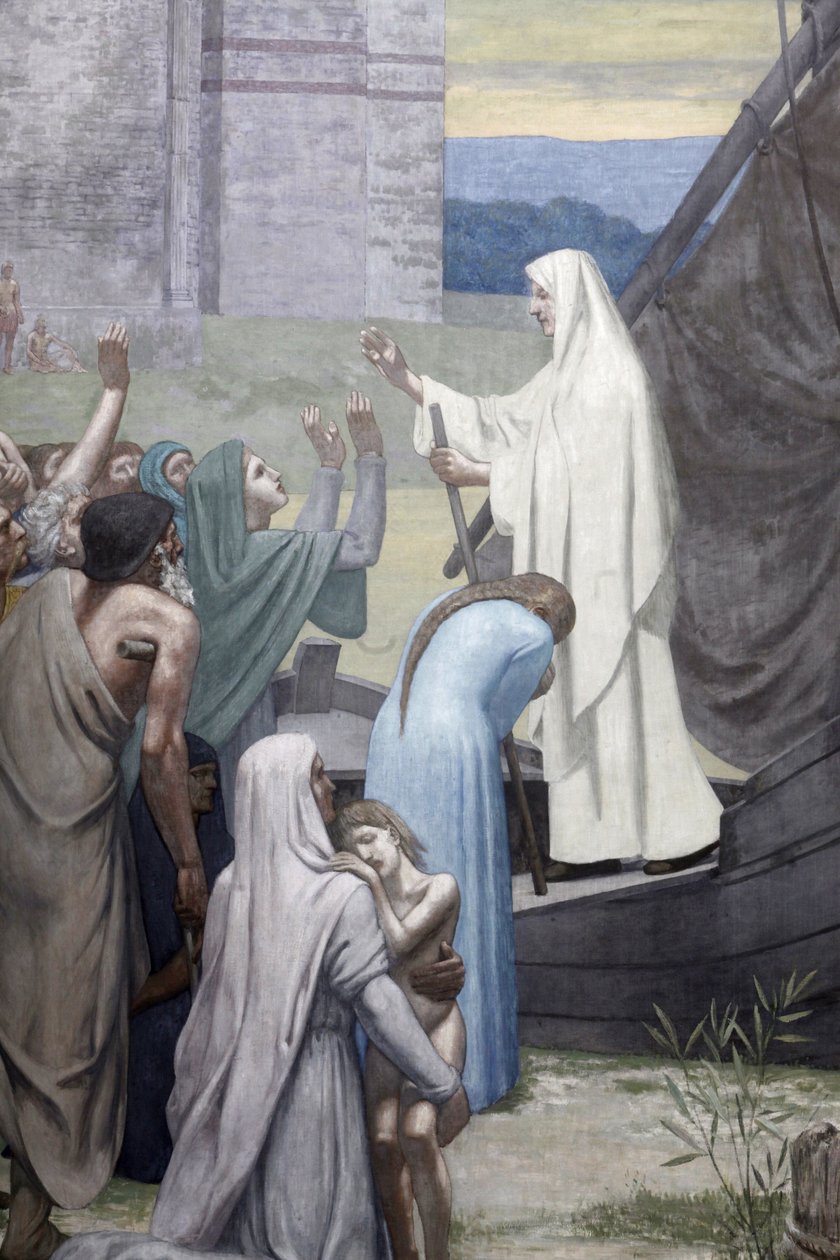 St. Genevieve, Kuşatmadan Sonra Paris Şehri'ne Erzak Getiriyor by Pierre Puvis de Chavannes