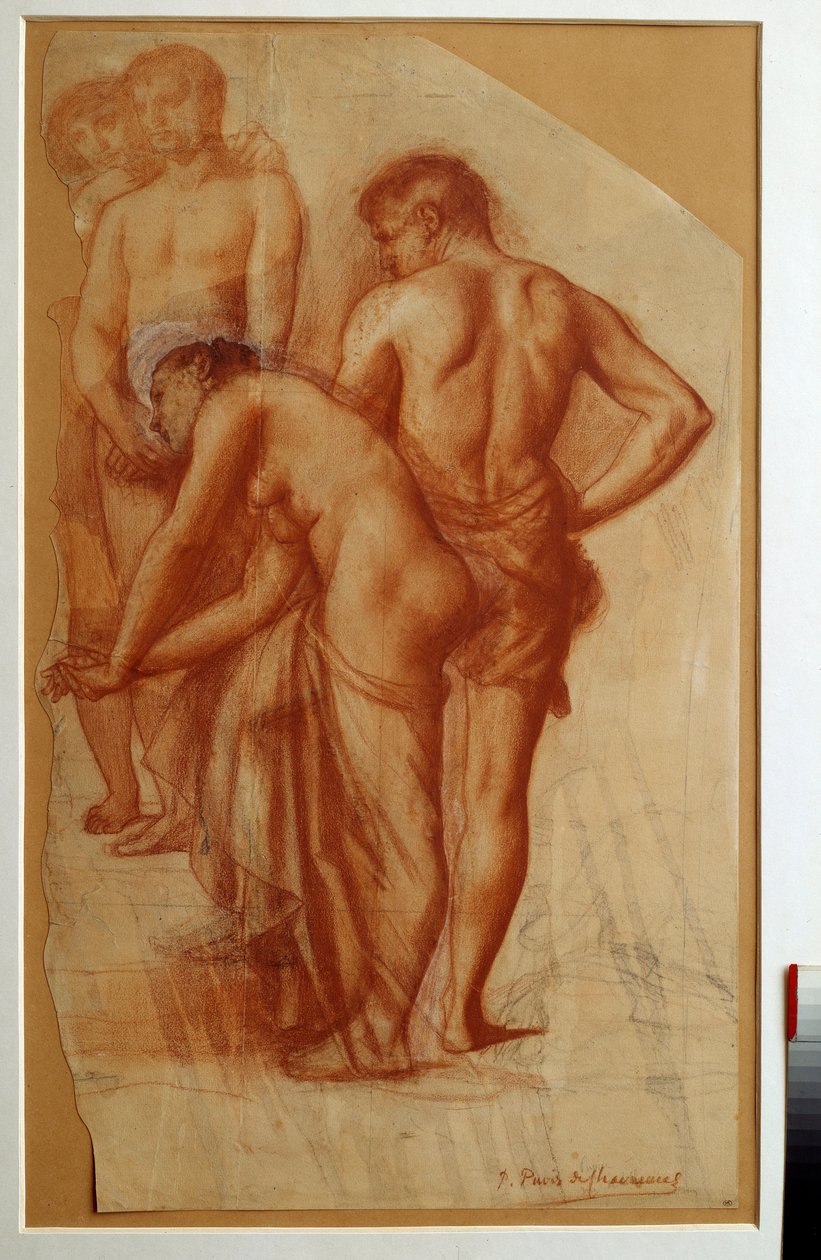“Dinlenme” için 4 rakam çalışması. Pierre de Puvis De Chavannes (1824-1898) Sun tarafından çizim. 0,73 x 0,43 m Paris. Orsay Müzesi by Pierre Puvis de Chavannes