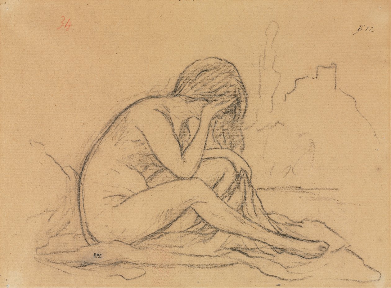Çıplak Kadın Çalışması (muhtemelen gerçekleşmemiş bir alegorik resim için) (rekto) by Pierre Puvis de Chavannes