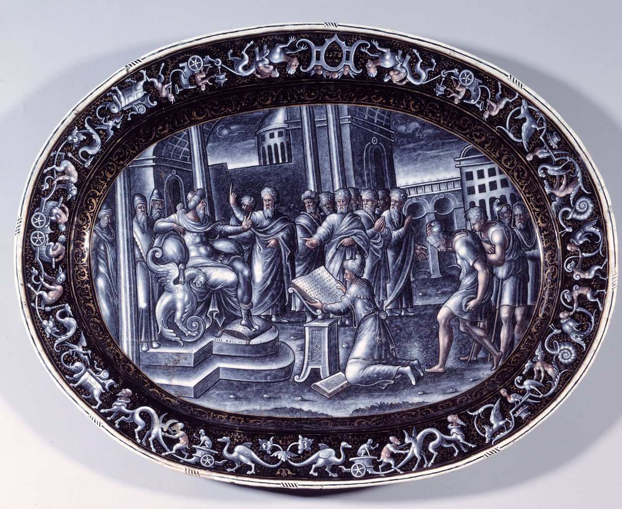 Saphan diz çökmüş Josias the Livres de la Loi Plat e-postasını, Pierre Reymond tarafından altınla zenginleştirilen (1537 ve 1584 arasında aktif) okur 1578 Paris, Musee du Louvre by Pierre Reymond