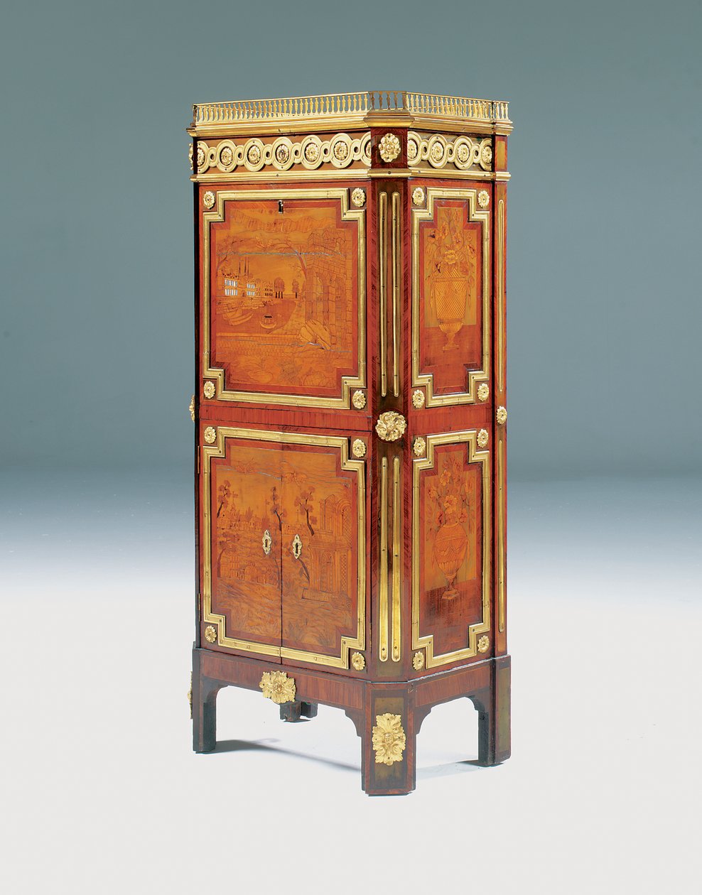 Louis XV sekreteri abattant (ormolu monte edilmiş kral odunu, amaranth ve kakmacılık) by Pierre Roussel