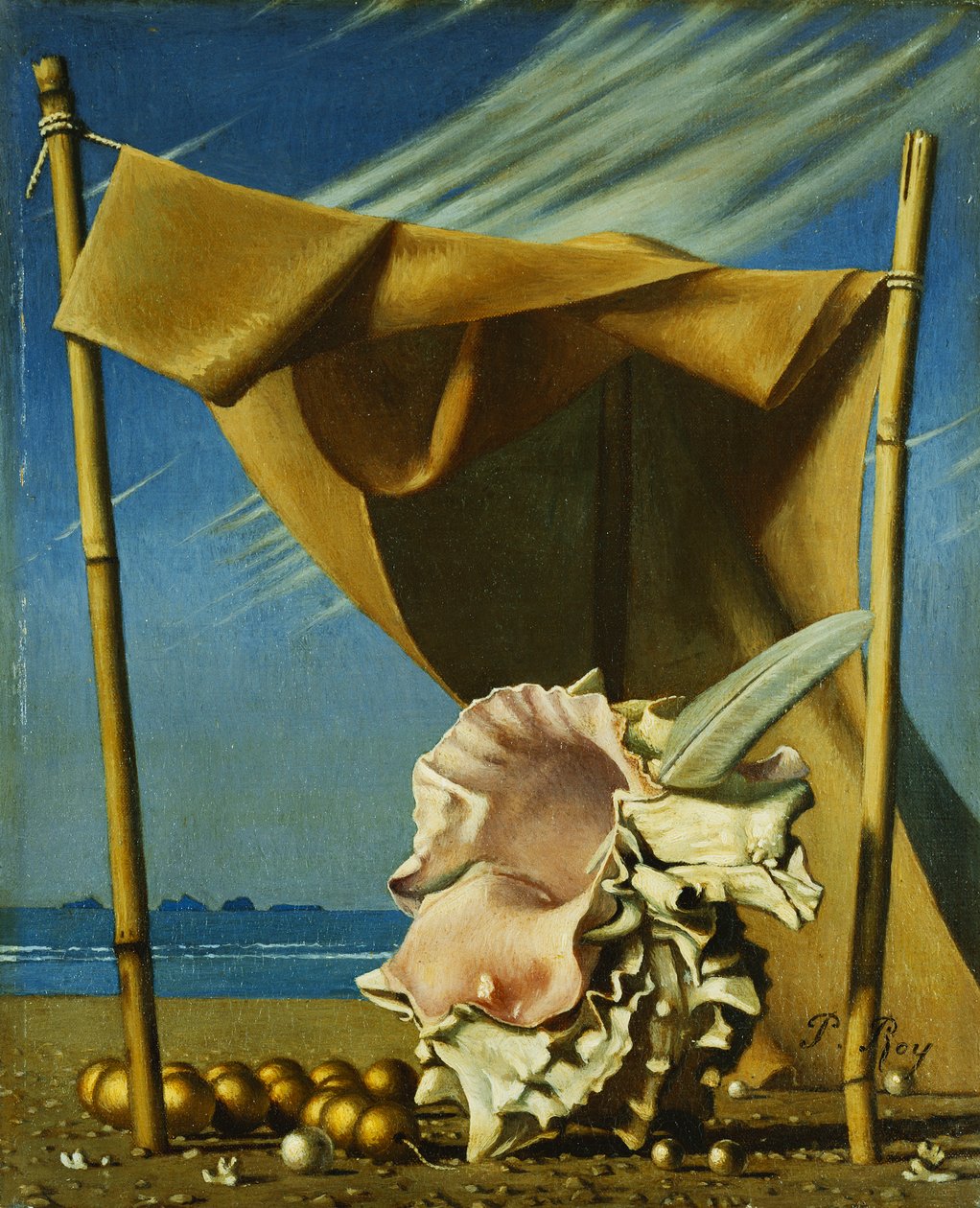 Kabuk ve Örtü; Coquillage et Drape, 1930 dolayları (tuval üzerine yağlı boya) by Pierre Roy