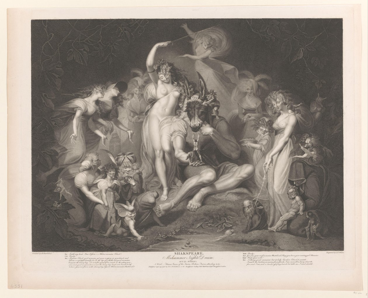 Rakamlarla çevrili Titania ve Alt Shakespeare. Yaz Gecesi Rüyası (nesne üzerindeki başlık) by Pierre Simon (II)