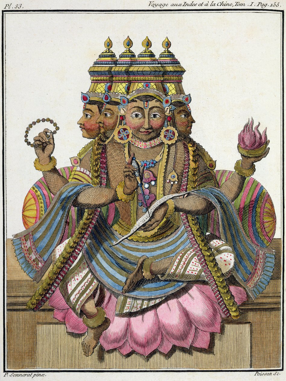 Brahma, Hindu yaratılış tanrısı, Pierre Sonnerat tarafından 