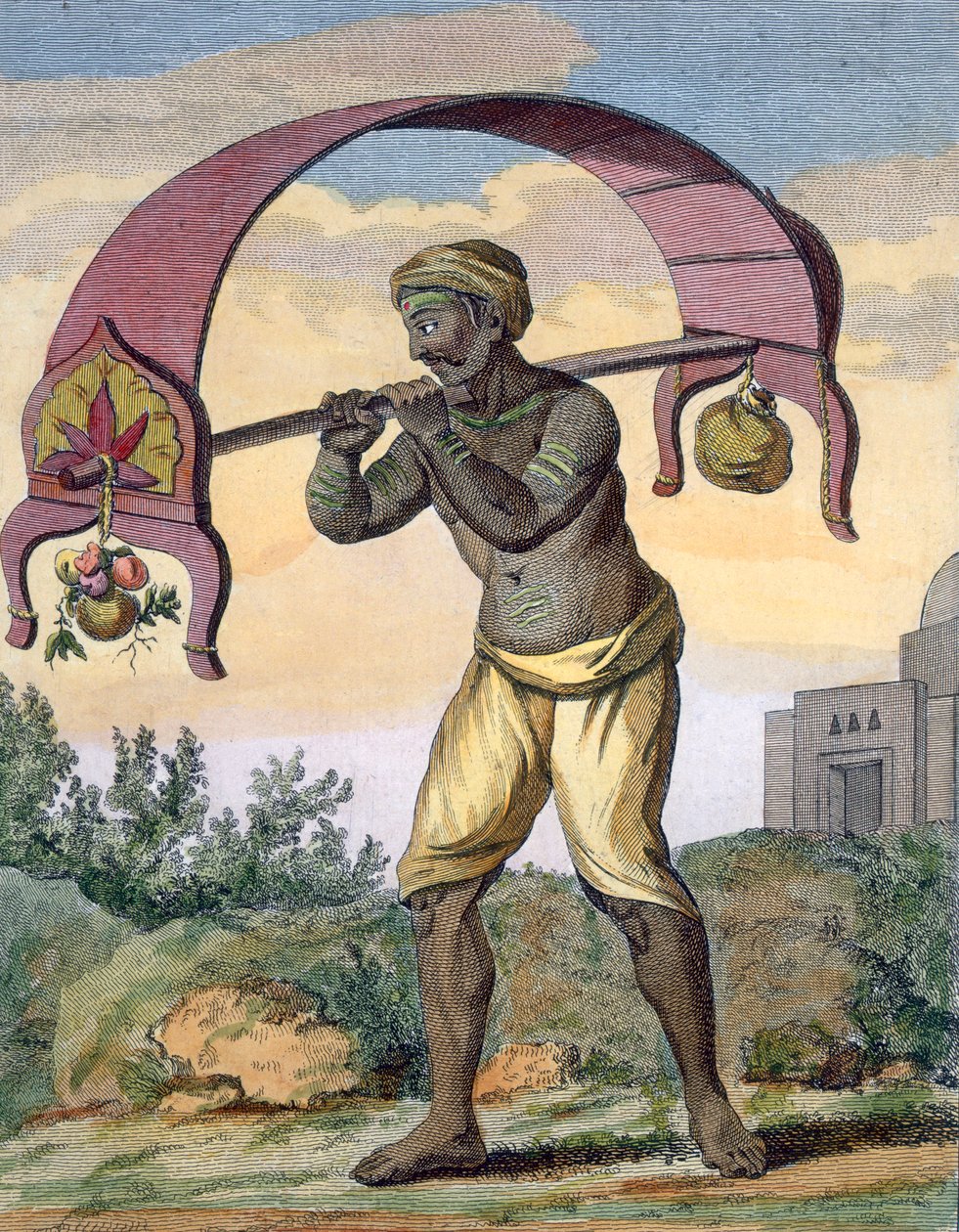 Paeni Caori tanrılar için adaklar taşıyan dini adananı, 1782. by Pierre Sonnerat