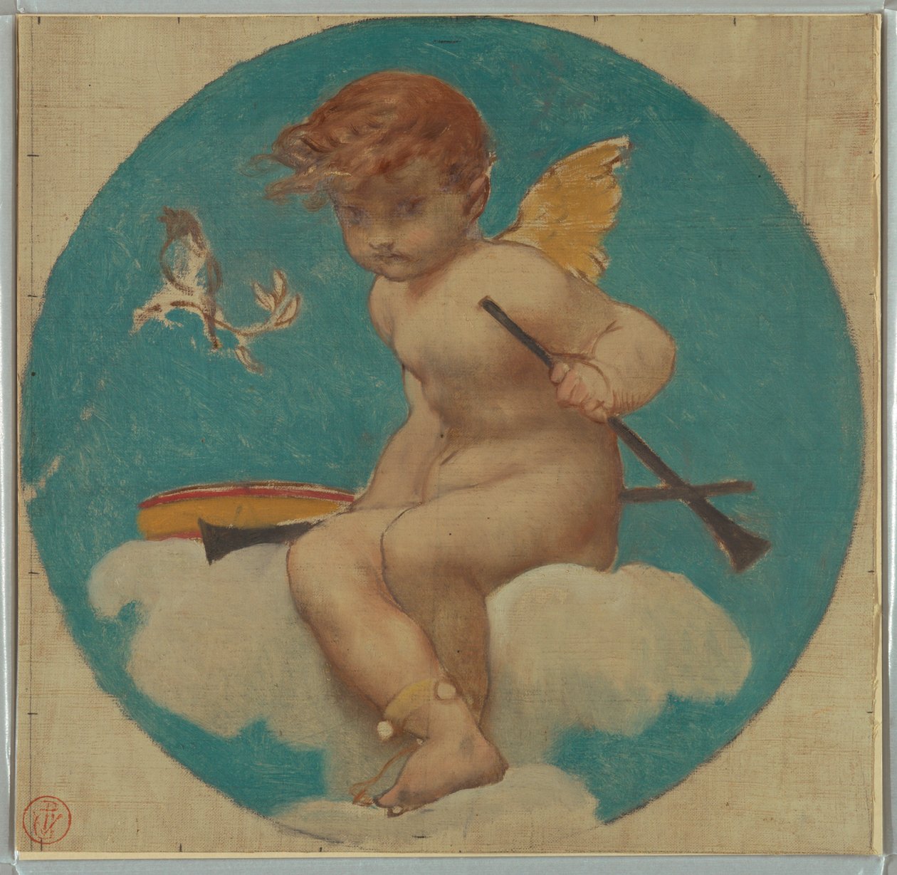 Putto Tutma Müziği Nitelikleri ile Roundel Çalışması by Pierre Victor Galland