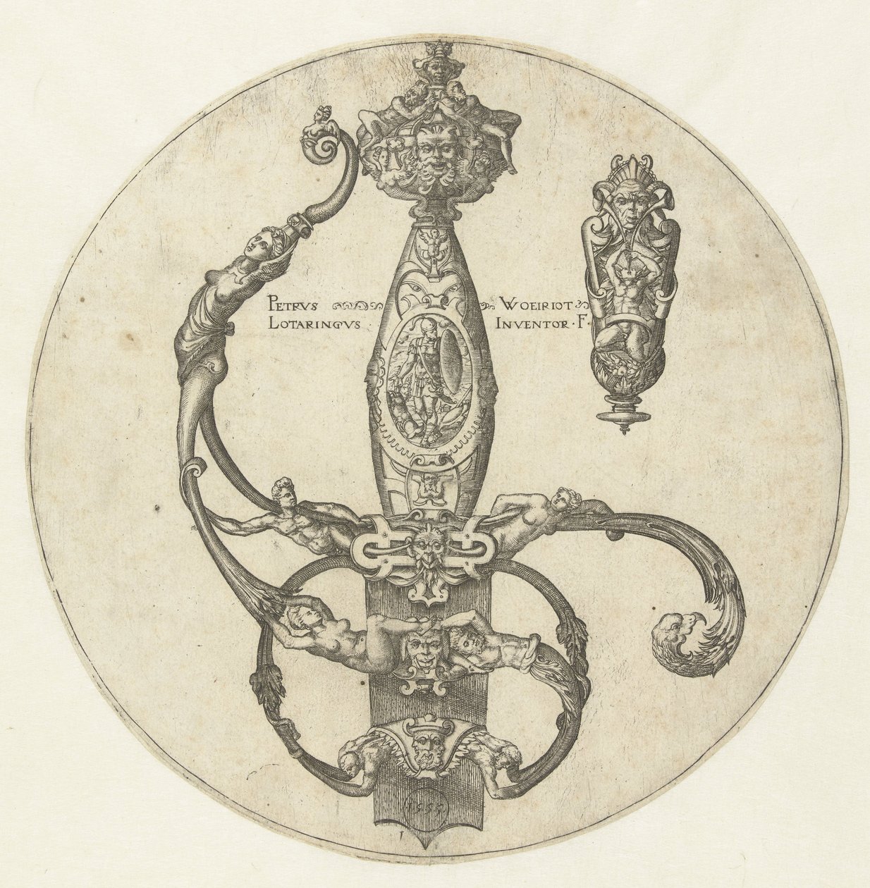 Bir kılıcın kabzası için tasarım by Pierre Woeiriot (II)