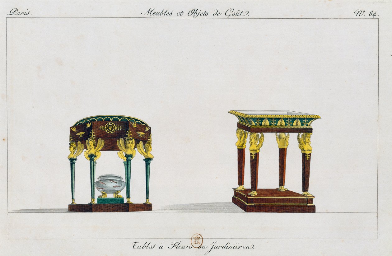 Çiçekler veya çiçek standları için masalar, plaka 84, Collection de meubles et object de gut (Mobilya ve zevk objeleri koleksiyonu)