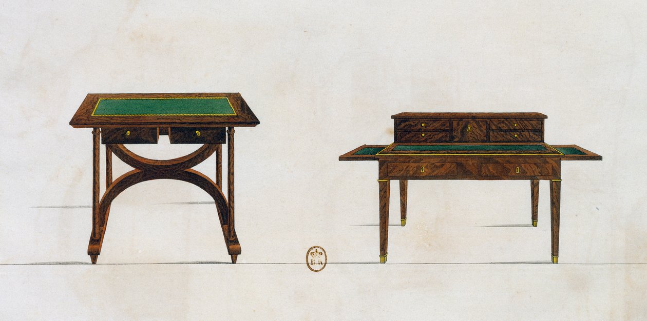 Yazı masası ve yazı masası, plaka 436, Collection de meubles et object de gut (Mobilya ve zevk objeleri koleksiyonu) by Pierre de La Mesangere