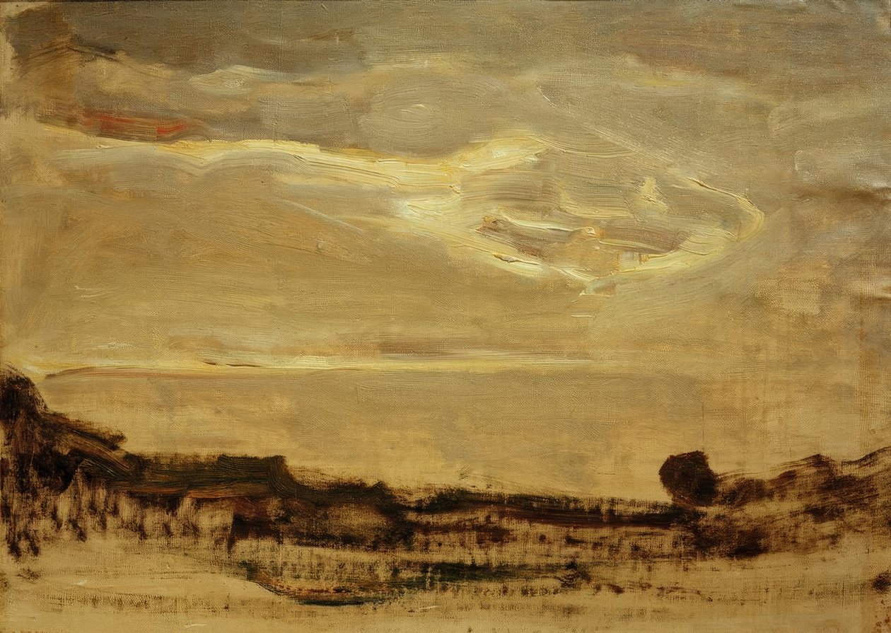 Parlayan bir bulut ile akşam gökyüzü by Piet Mondrian