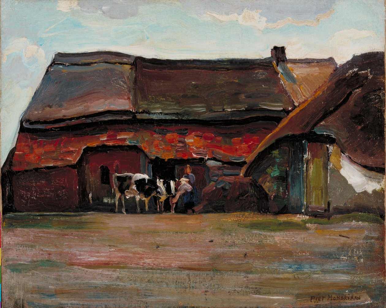 Brabant Çiftliği, 1904 (tuval üzerine monte edilmiş keten pano üzerine yağlı boya) by Piet Mondrian